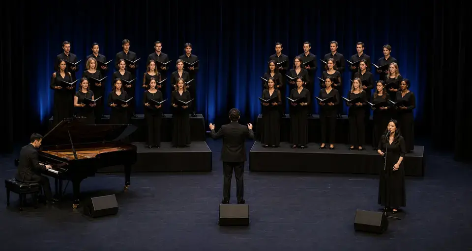 Choir with Piano Stage Plot Template for Worship Services live stage setup preview