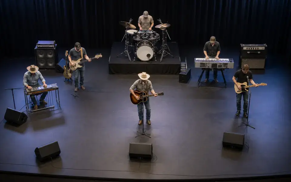 Six Piece Country Band Stage Plot Template for Touring Shows live stage setup preview