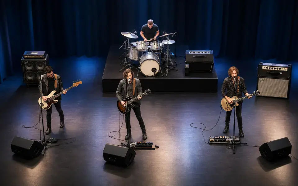 Four Piece Power Rock Band Stage Plot Template Guide live stage setup preview