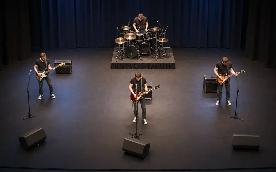 Four Piece Rock Band Stage Plot Template for Live Gigs live stage setup preview