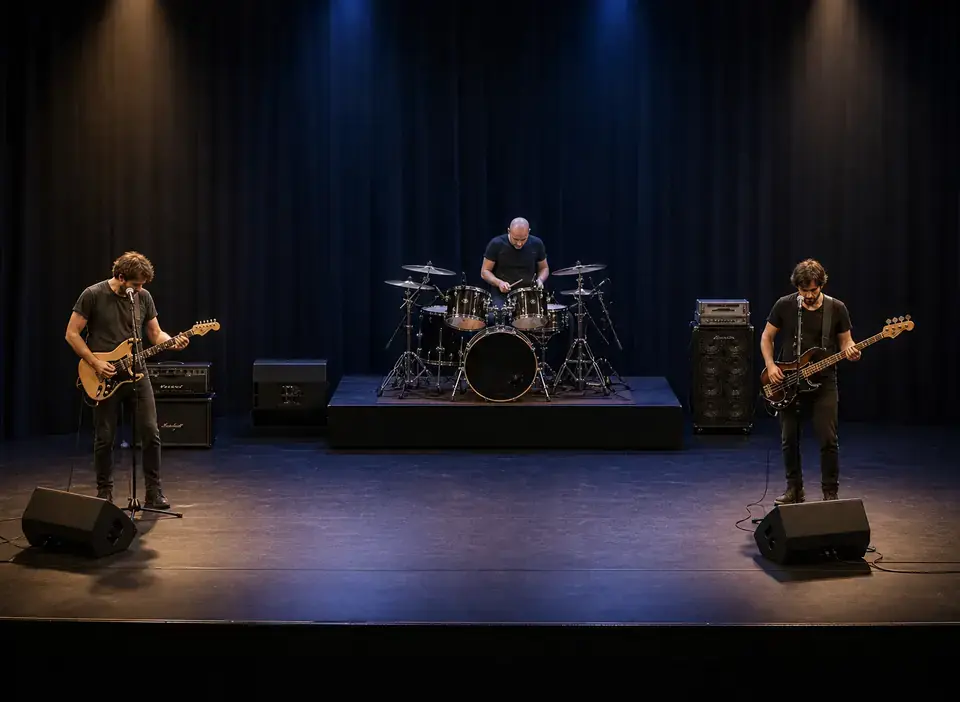 Power Trio Stage Plot Template for Guitar, Bass and Drums live stage setup preview