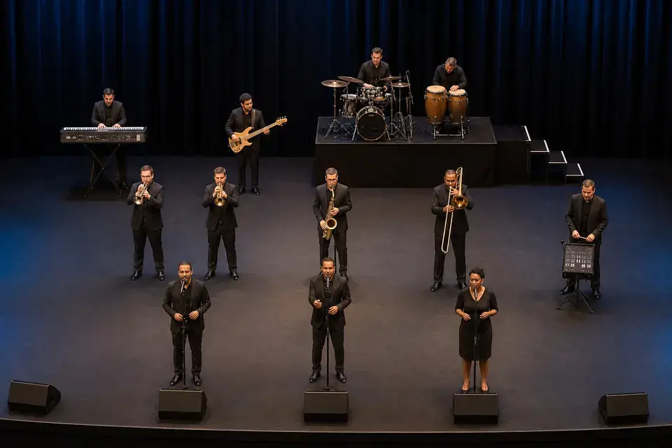 Salsa Band 12-Piece Stage Plot Template with Full IEMs live stage setup preview
