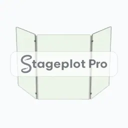 Drum Shield 3-Side stage plot icon Drum Shield 3-Side icon for a professional stage plot