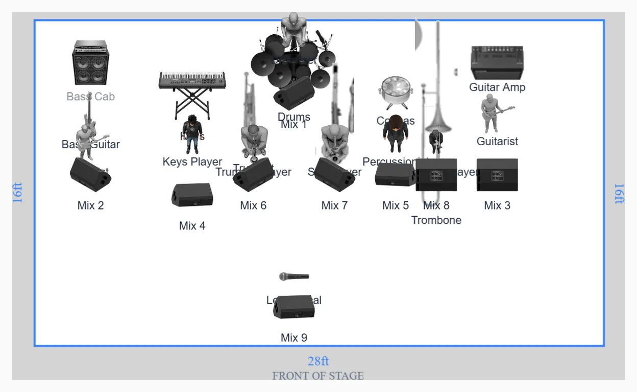 Funk Band with Horns Stage Plot Template for Live Gigs preview