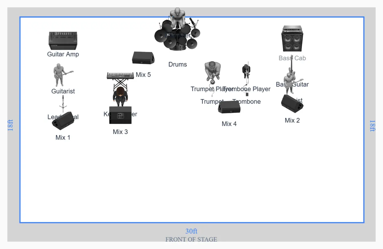 Ska Six Piece Stage Plot Template for Horn Band Shows preview